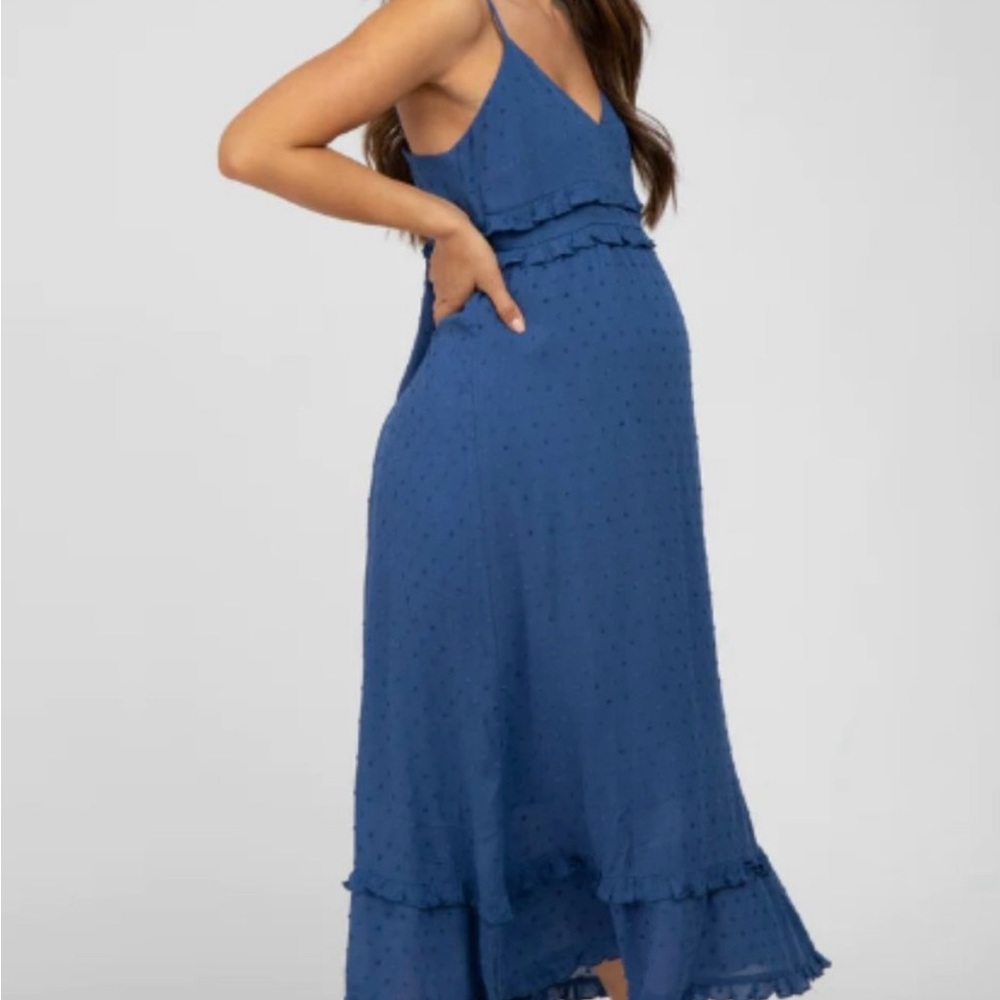 Blue Swiss Dot Maternity Dress